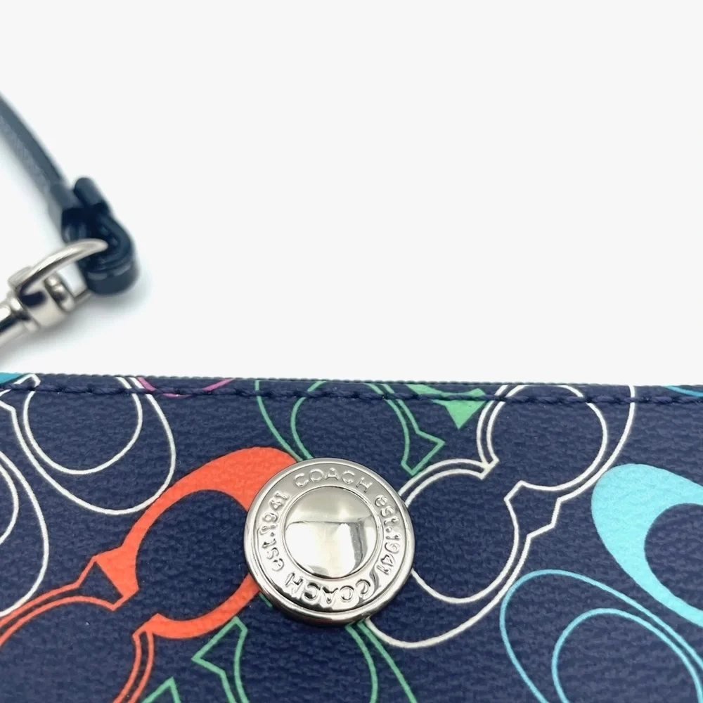Coach Blue Multicolor Monogram Canvas Wristlet - Picture 3 of 6